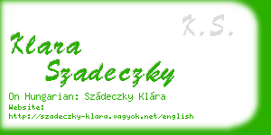 klara szadeczky business card